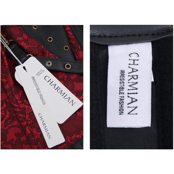 Women First Red Steampunk Vintage Spiral Steel Boned Corset Bustier - Picture 6 of 7